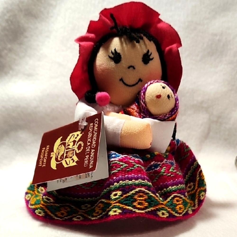 Handcrafted Peruvian Doll with Baby - Multicolor